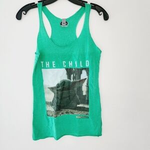 Star Wars The Child Mandalorian Racerback Tank Top, Green, Size xs